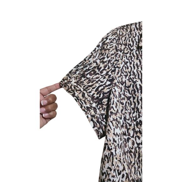 Apt. 9 Women's 1X Brown Leopard Print Blouse Shirt Button Up Stretch Classic Top - Picture 9 of 10